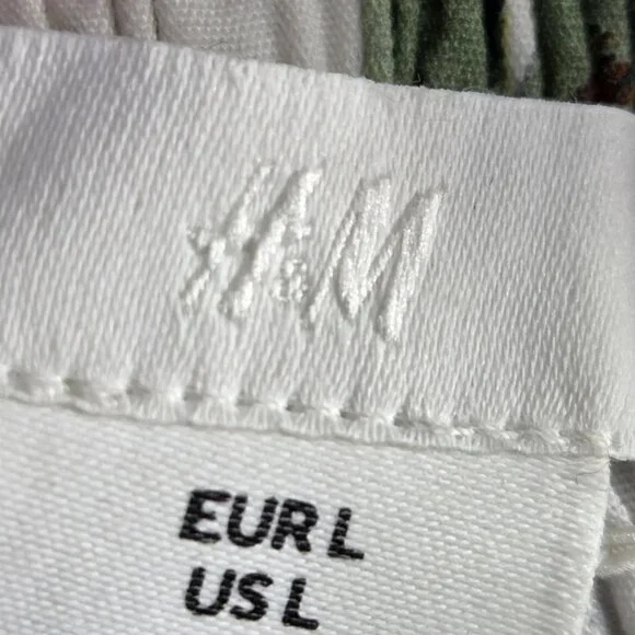 H&M White w/Multi Floral Print Removable Spaghetti Strap Smocked Top Dress Large - Picture 6 of 9